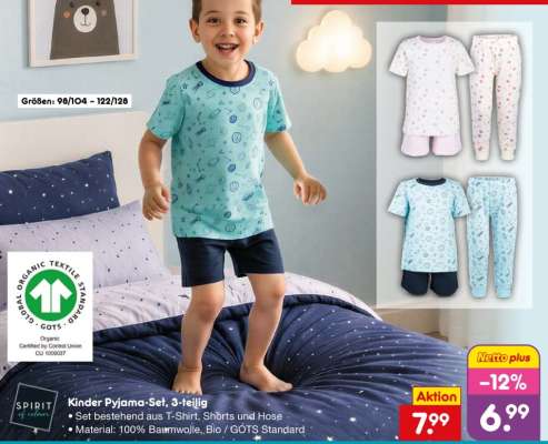 Kinder Pyjama-Set, 3-teilig