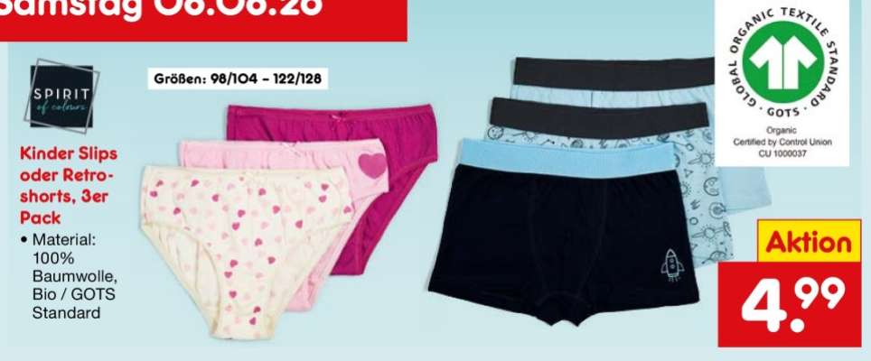 Kinder Slips oder Retroshorts, 3er Pack