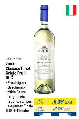 Zonin Classico Pinot Grigio Fruili DOC