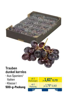 Trauben dunkel kernlos*