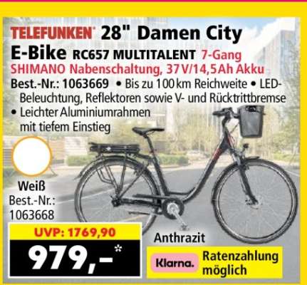 TELEFUNKEN® 28" Damen City E-Bike RC657 MULTITALENT