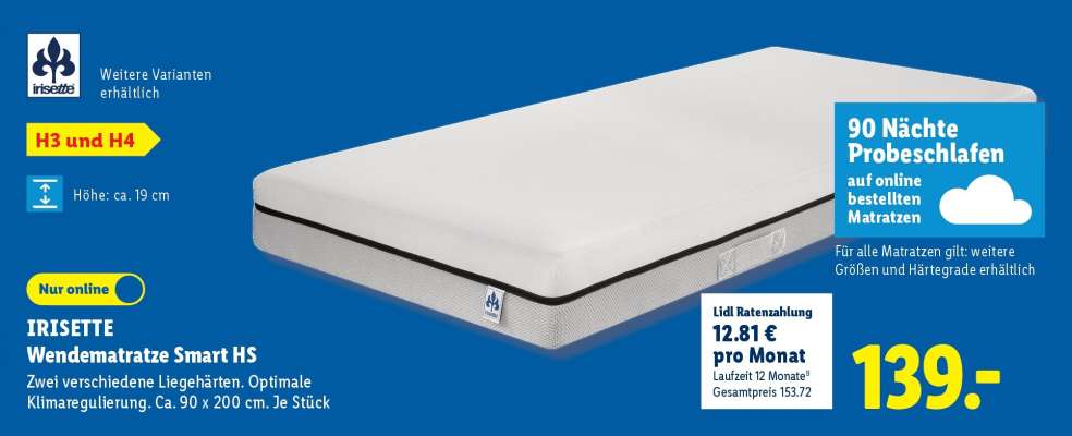 IRISSETTE Wendematratze Smart HS