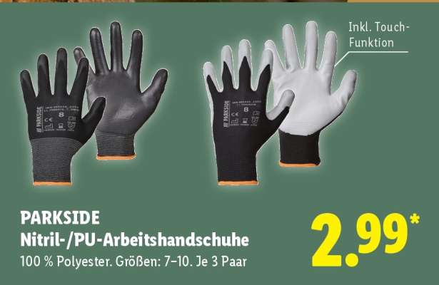PARKSIDE Nitril-/PU-Arbeitshandschuhe