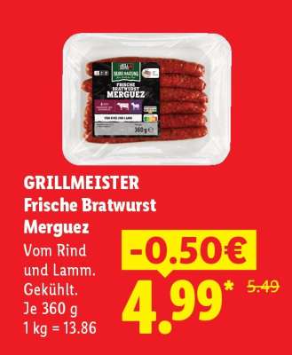 Grillmeister Frische Bratwurst Merguez