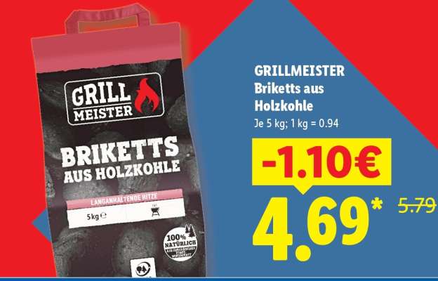 GRILLMEISTER Briketts aus Holzkohle