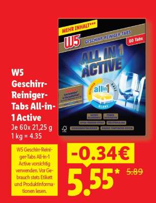 W5 Geschirr-Reiniger-Tabs All-in-1 Active