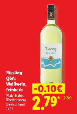 Riesling QbA, Weißwein, feinherb