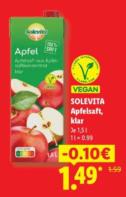 Solevita Apfelsaft klar