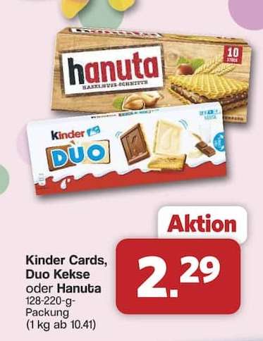 Kinder Cards, Duo Kekse oder Hanuta