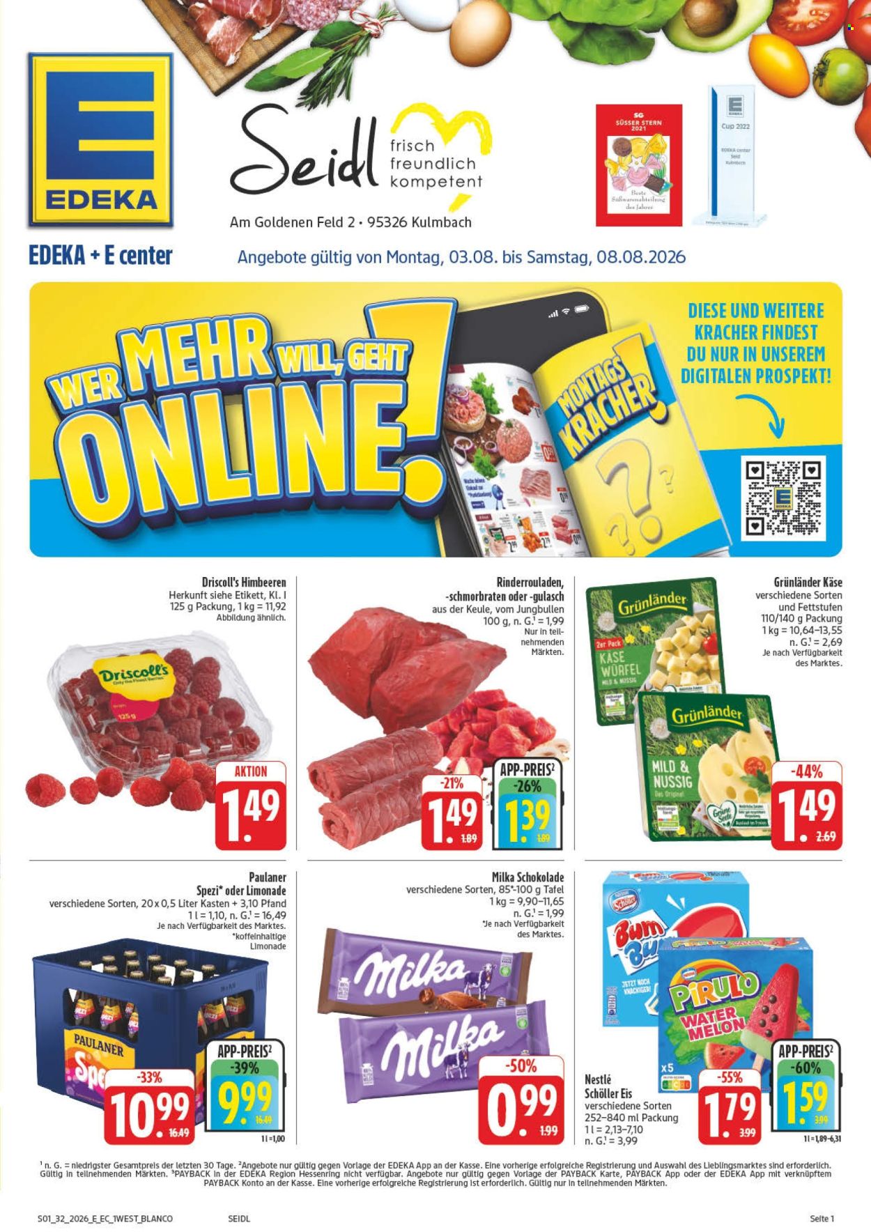 E center Prospekte  - 3.08.2026 - 8.08.2026. Seite 1