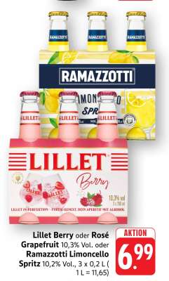 Lillet Berry oder Rosé Grapefruit oder Ramazzotti Limoncello Spritz