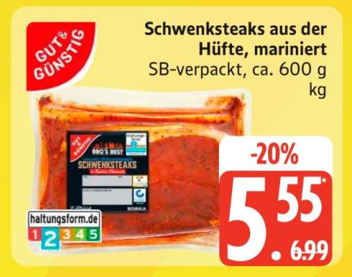 Schwenksteaks aus der Hüfte, mariniert