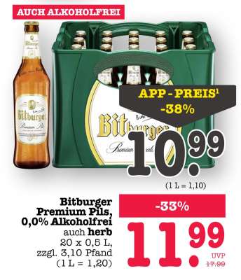 Bitburger Premium Pils, 0,0% Alkoholfrei