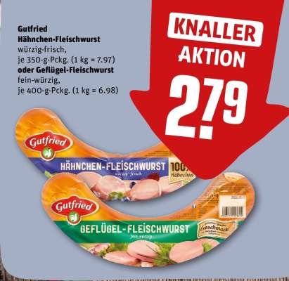 Gutfried Hähnchen-Fleischwurst oder Geflügel-Fleischwurst