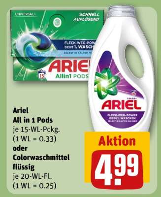 Ariel All in 1 Pods oder Colorwaschmittel flüssig