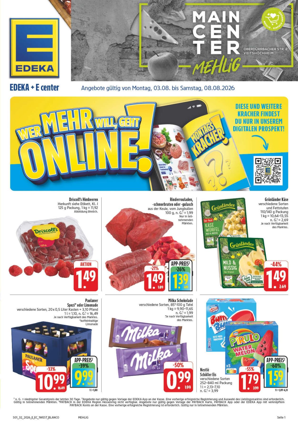 E center Prospekte  - 3.08.2026 - 8.08.2026. Seite 1