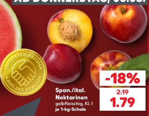 Span./ital. Nektarinen gelbfleischig, Kl. I je 1-kg-Schale