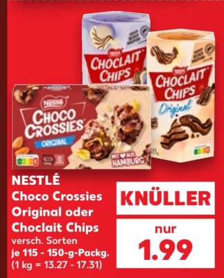 NESTLÉ Choco Crossies Original oder Choclait Chips