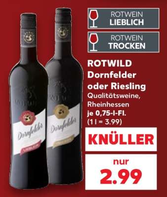 ROTWILD Dornfelder oder Riesling