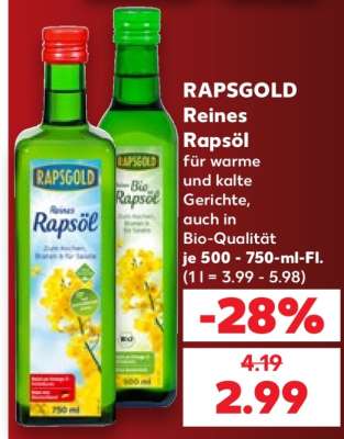RAPSGOLD Reines Rapsöl