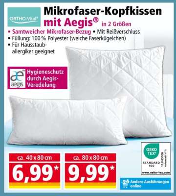 Mikrofaser-Kopfkissen mit Aegis®