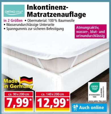Inkontinenz- Matratzenauflage