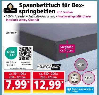 Spannbetttuch für Boxspringbetten