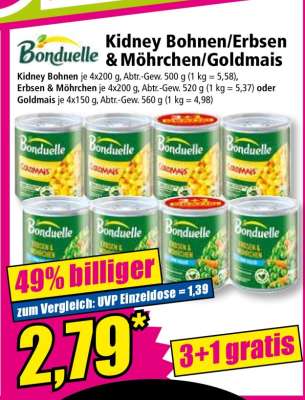 Kidney Bohnen/Erbsen & Möhrchen/Goldmais