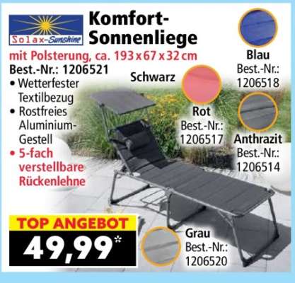 Komfort-Sonnenliege