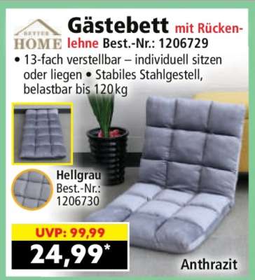 Gästebett mit Rückenlehne