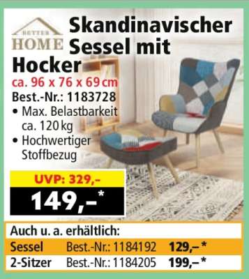 Skandinavischer Sessel mit Hocker