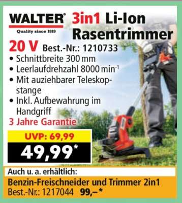 WALTER 3in1 Li-Ion Rasentrimmer