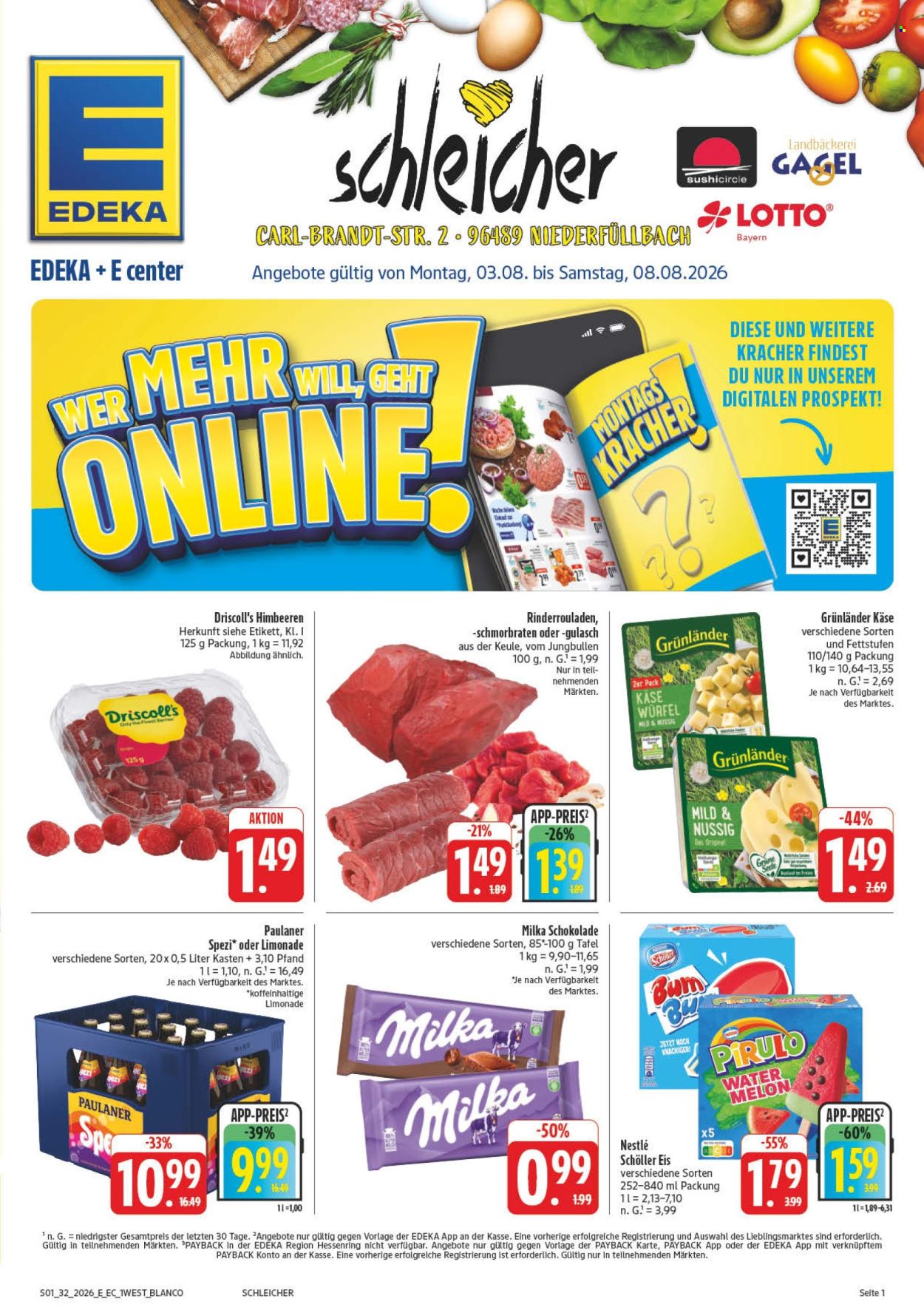 E center Prospekte  - 3.08.2026 - 8.08.2026. Seite 1