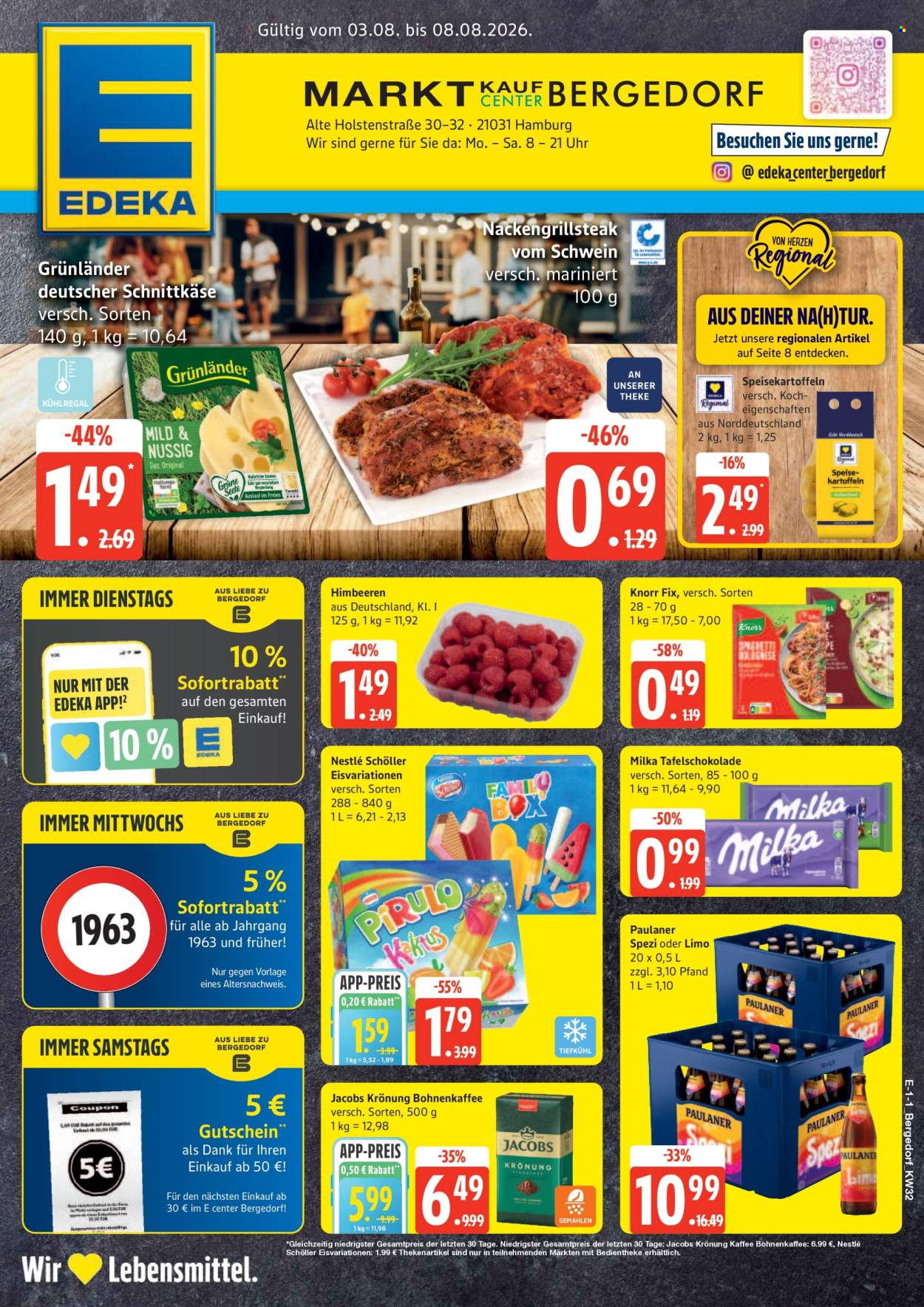 E center Prospekte  - 3.08.2026 - 8.08.2026. Seite 1