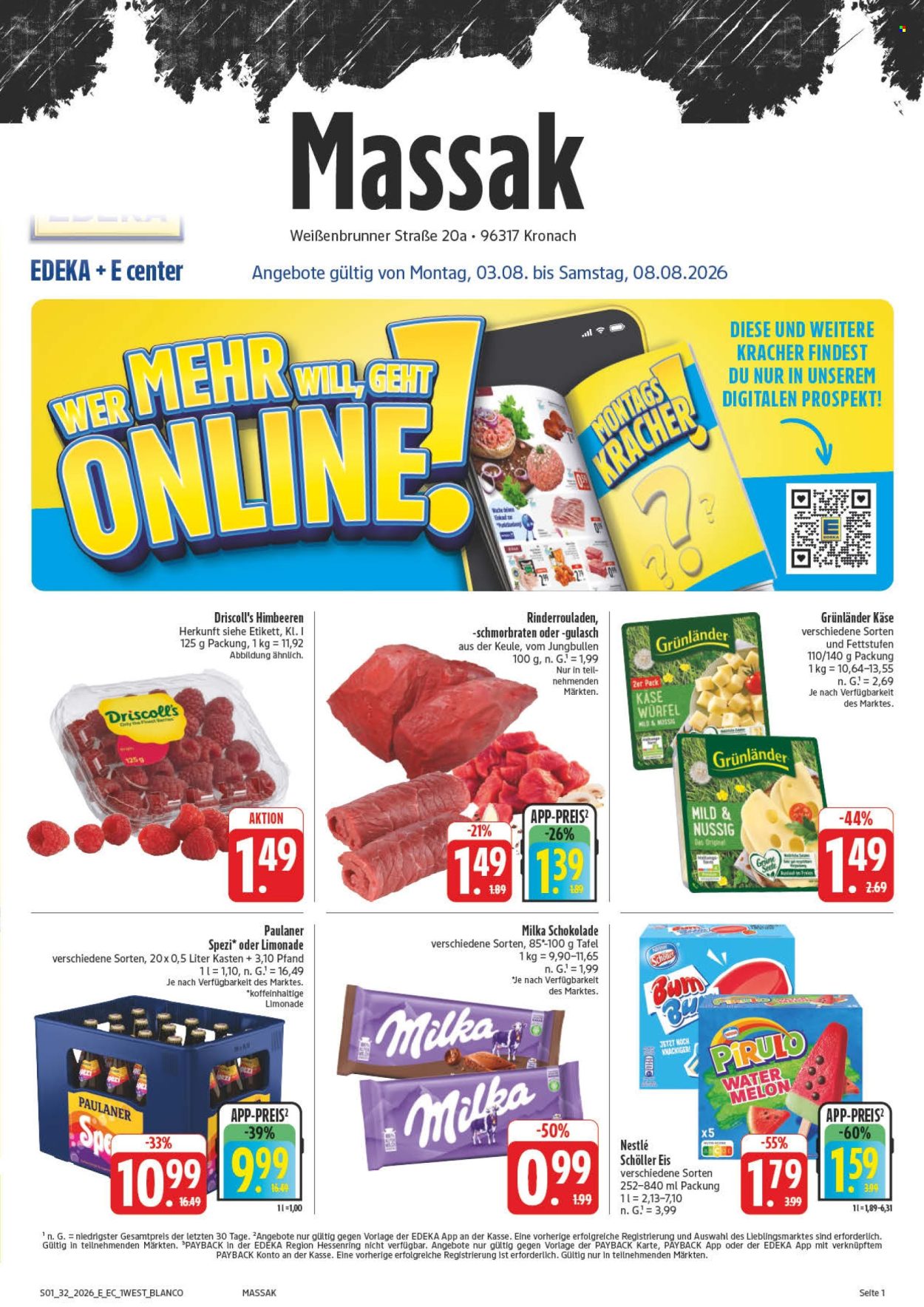E center Prospekte  - 3.08.2026 - 8.08.2026. Seite 1
