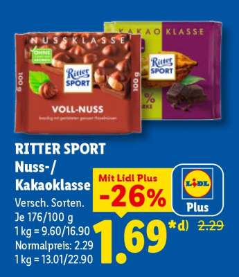 RITTER SPORT Nuss- Kakaoklasse