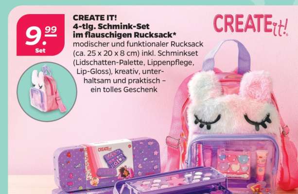 CREATE IT! 4-tlg. Schmink-Set im flauschigen Rucksack