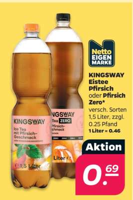 KINGSWAY Eistee Pfirsich oder Pfirsich Zero