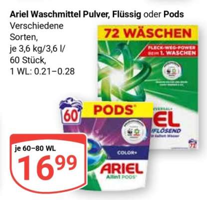 Ariel Waschmittel Pulver, Flüssig oder Pods