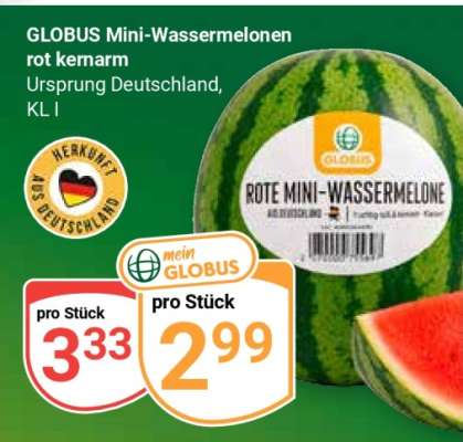 GLOBUS Mini-Wassermelonen rot kernarm