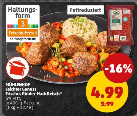 MÜHLENHOF Leichter Genuss Frisches Rinder-Hackfleisch
