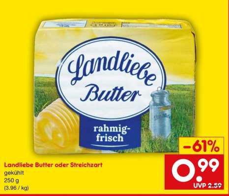 Landliebe Butter oder Streichzart