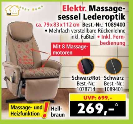 Elektr. Massagesessel Lederoptik