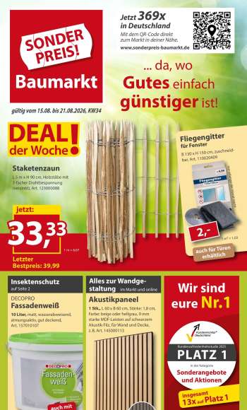 Prospekte Sonderpreis-Baumarkt - 15.08.2026 - 21.08.2026.