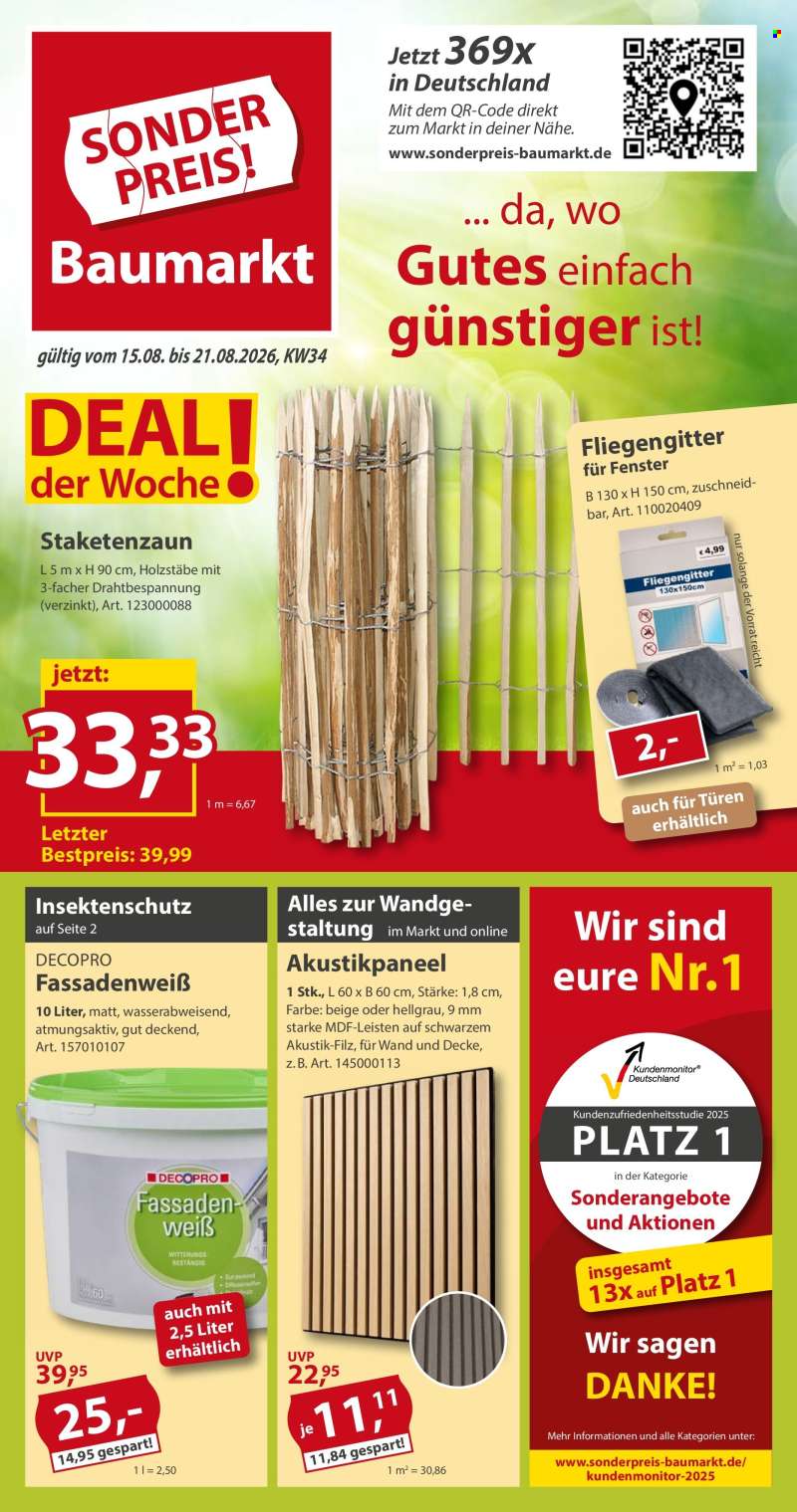 Prospekte Sonderpreis-Baumarkt - 15.08.2026 - 21.08.2026.
