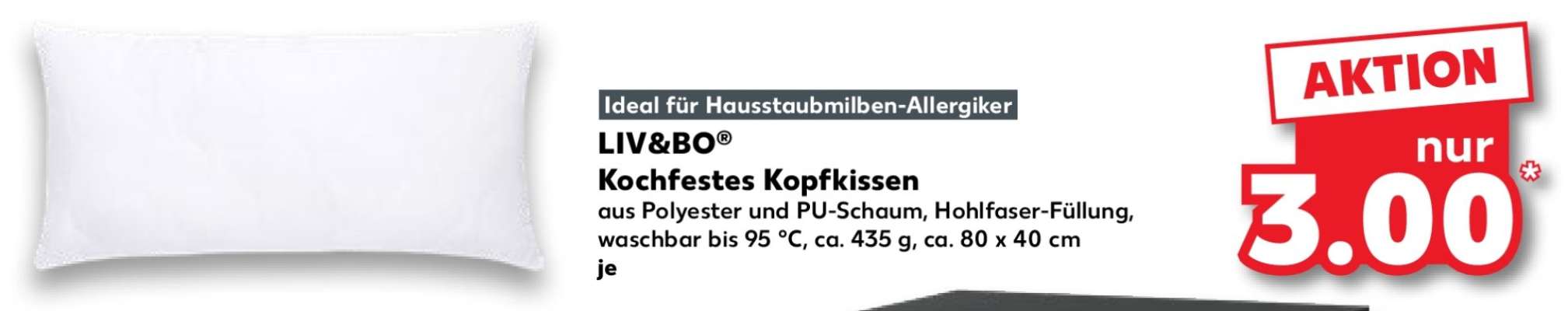 LIV&BO® Kochfestes Kopfkissen