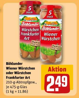 Böklunder Wiener Würstchen oder Würstchen Frankfurter Art