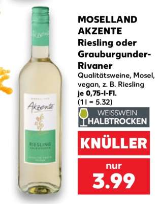 MOSELLAND AKZENTE Riesling oder Grauburgunder-Rivaner