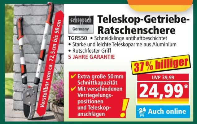 Teleskop-Getriebe-Ratschenschere