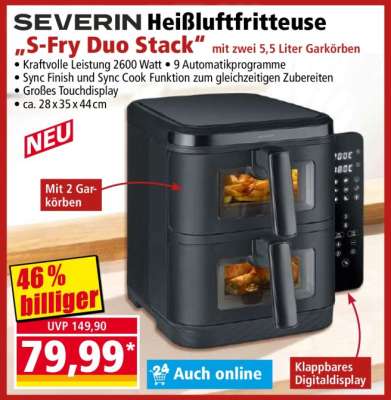 SEVERIN Heißluftfritteuse "S-Fry Duo Stack"